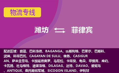 濰坊到菲律賓物流專線全境/直達(dá)，濰坊到菲律賓空運(yùn)（海運(yùn)）公司